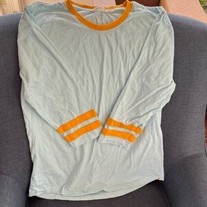 Women’s Light Blue ring t- Shirt with Orange Accents size M-L